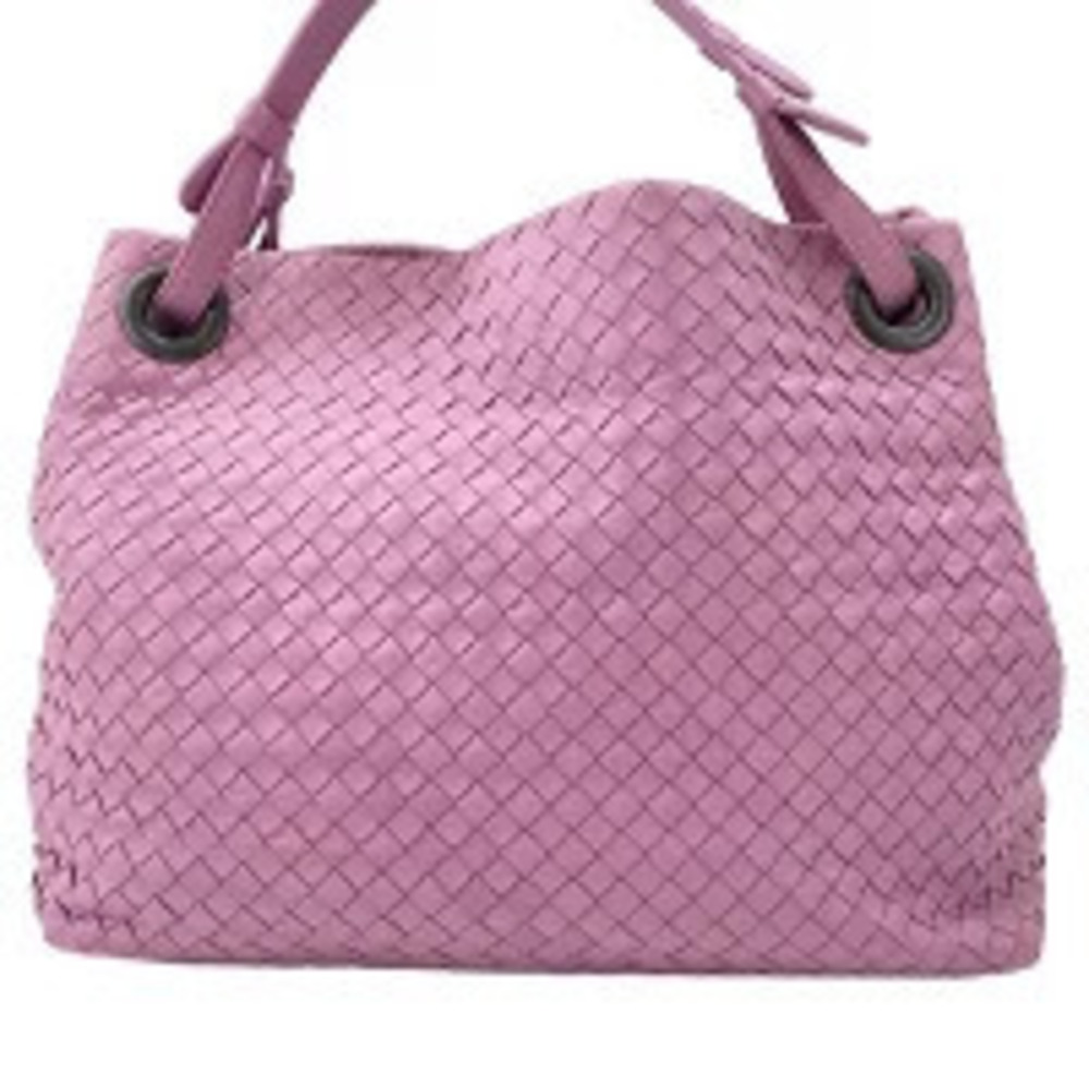 Bottega Veneta Leather Intrecciato Tote Bag Purple